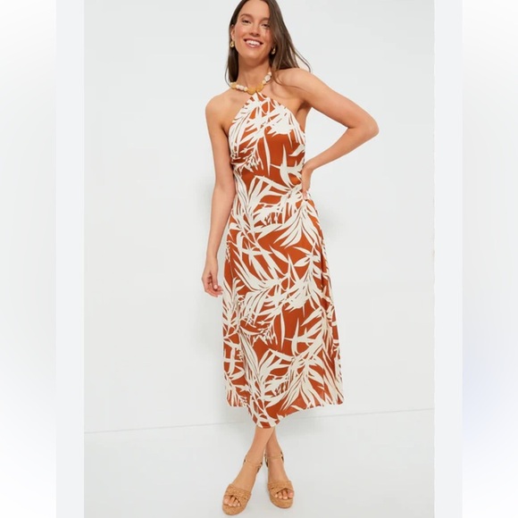 Tuckernuck Hyacinth House Bronze Leafy Floral Mallorca Maxi Dress - Picture 1 of 7